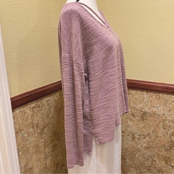 American Eagle Soft Cozy Stretchy Top Blouse Mauve Criss Cross Front Size Large - Picture 3 of 9